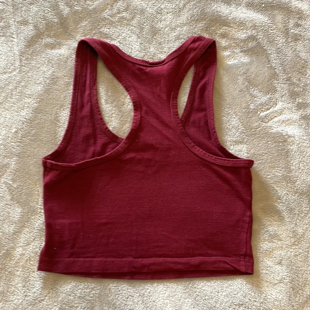 Maroon Razor Back Crop Top - Picture 3 of 4